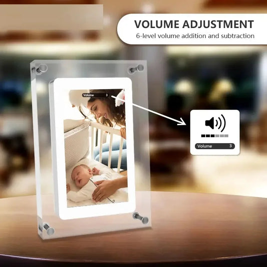 Acrylic Digital Photo Frame 5 Inch: 1000mAh IPS Screen 4G Memory Volume button Speaker Type C Cut Gift for Loved Porta Retrato