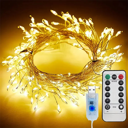 Glow Festive: Copper Wire LED Firecracker String