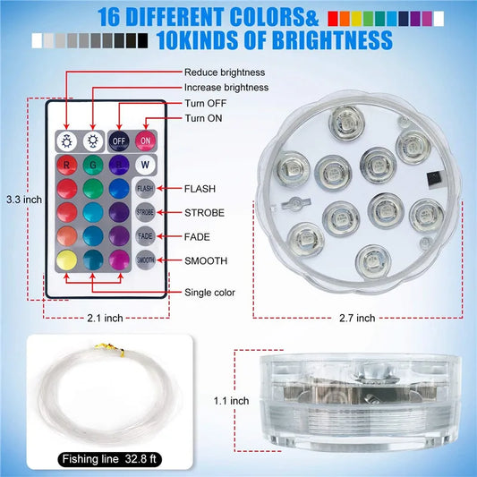 Swim In Color: Submersible LED Lights with RF Remote